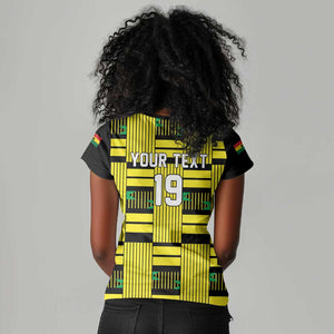 Custom World Football 2026 Ghana Women V-Neck T-Shirt Rise With The Black Stars