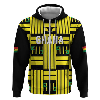 Custom World Football 2026 Ghana Zip Hoodie Rise With The Black Stars