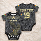 Custom World Football 2026 Ghana Baby Onesie Black Stars Rise with Black Adinkra Pattern