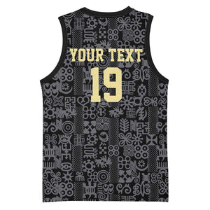 Custom World Football 2026 Ghana Basketball Jersey Black Stars Rise with Black Adinkra Pattern