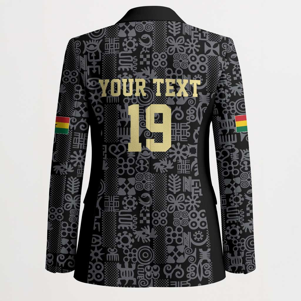Custom World Football 2026 Ghana Blazer Black Stars Rise with Black Adinkra Pattern