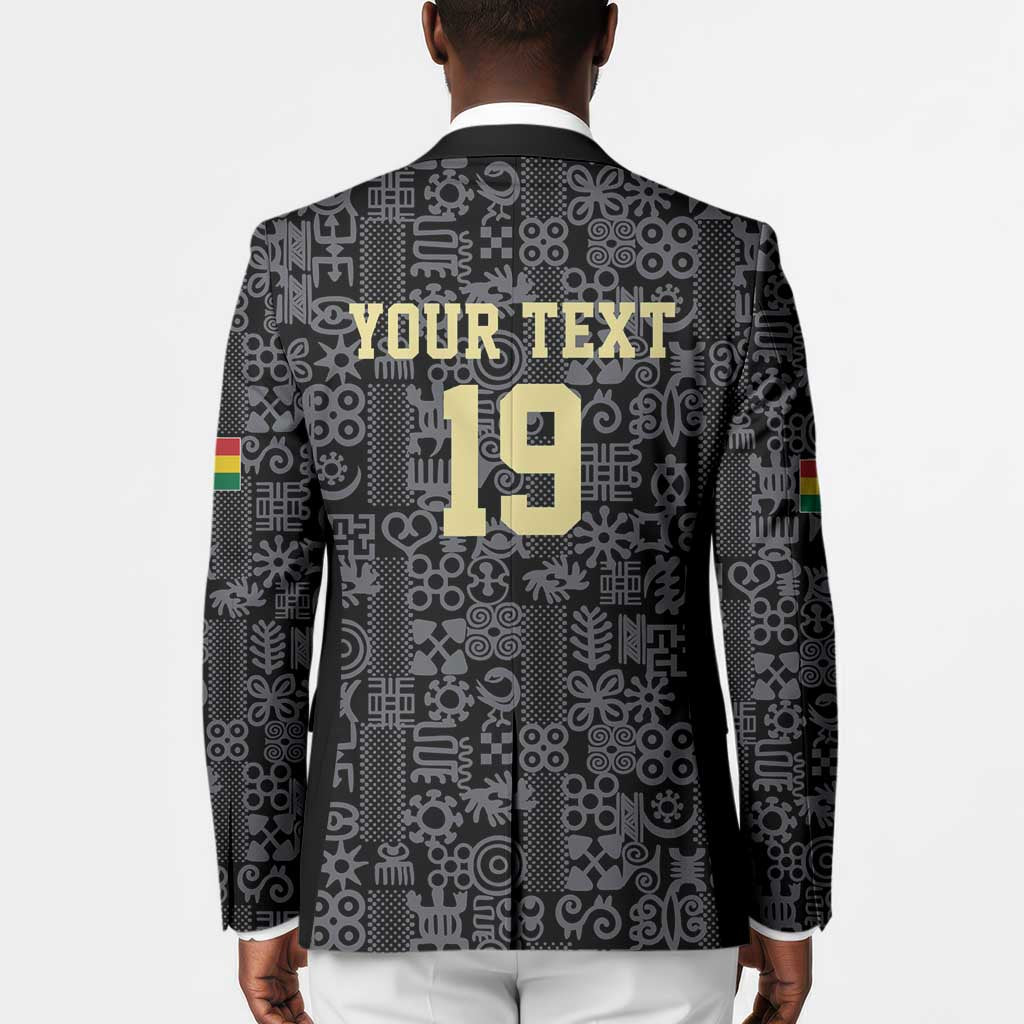 Custom World Football 2026 Ghana Blazer Black Stars Rise with Black Adinkra Pattern
