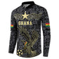 Custom World Football 2026 Ghana Button Sweatshirt Black Stars Rise with Black Adinkra Pattern