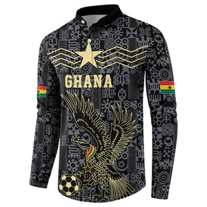 Custom World Football 2026 Ghana Button Sweatshirt Black Stars Rise with Black Adinkra Pattern