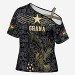 Custom World Football 2026 Ghana Cross Shoulder Shirt Black Stars Rise with Black Adinkra Pattern