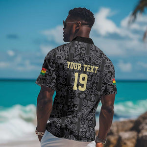 Custom World Football 2026 Ghana Hawaiian Shirt Black Stars Rise with Black Adinkra Pattern