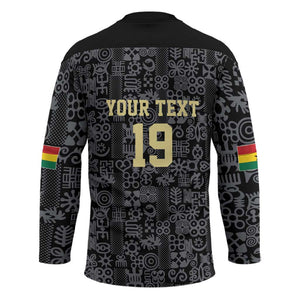 Custom World Football 2026 Ghana Hockey Jersey Black Stars Rise with Black Adinkra Pattern