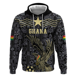 Custom World Football 2026 Ghana Hoodie Black Stars Rise with Black Adinkra Pattern