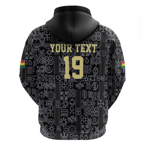 Custom World Football 2026 Ghana Hoodie Black Stars Rise with Black Adinkra Pattern