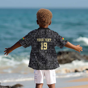Custom World Football 2026 Ghana Kid Hawaiian Shirt Black Stars Rise with Black Adinkra Pattern