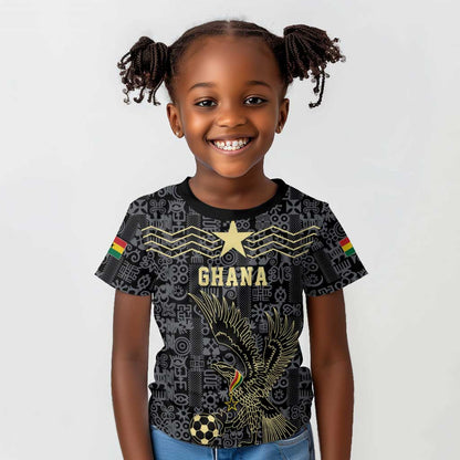 Custom World Football 2026 Ghana Kid T shirt Black Stars Rise with Black Adinkra Pattern