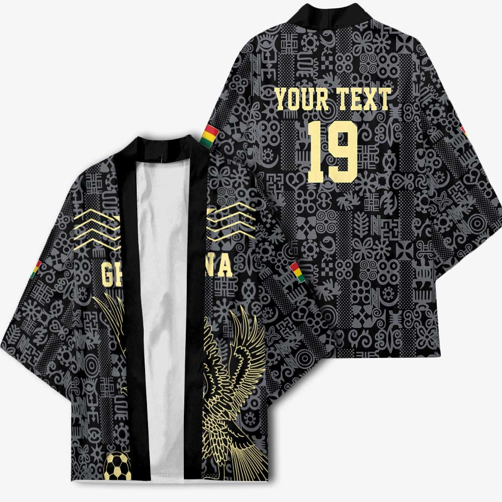 Custom World Football 2026 Ghana Kimono Black Stars Rise with Black Adinkra Pattern