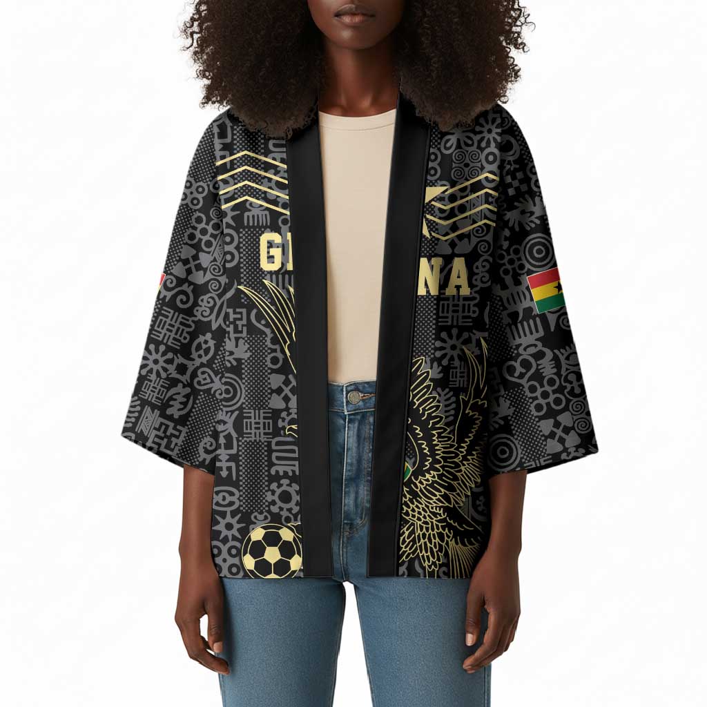 Custom World Football 2026 Ghana Kimono Black Stars Rise with Black Adinkra Pattern