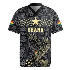 Custom World Football 2026 Ghana Rugby Jersey Black Stars Rise with Black Adinkra Pattern