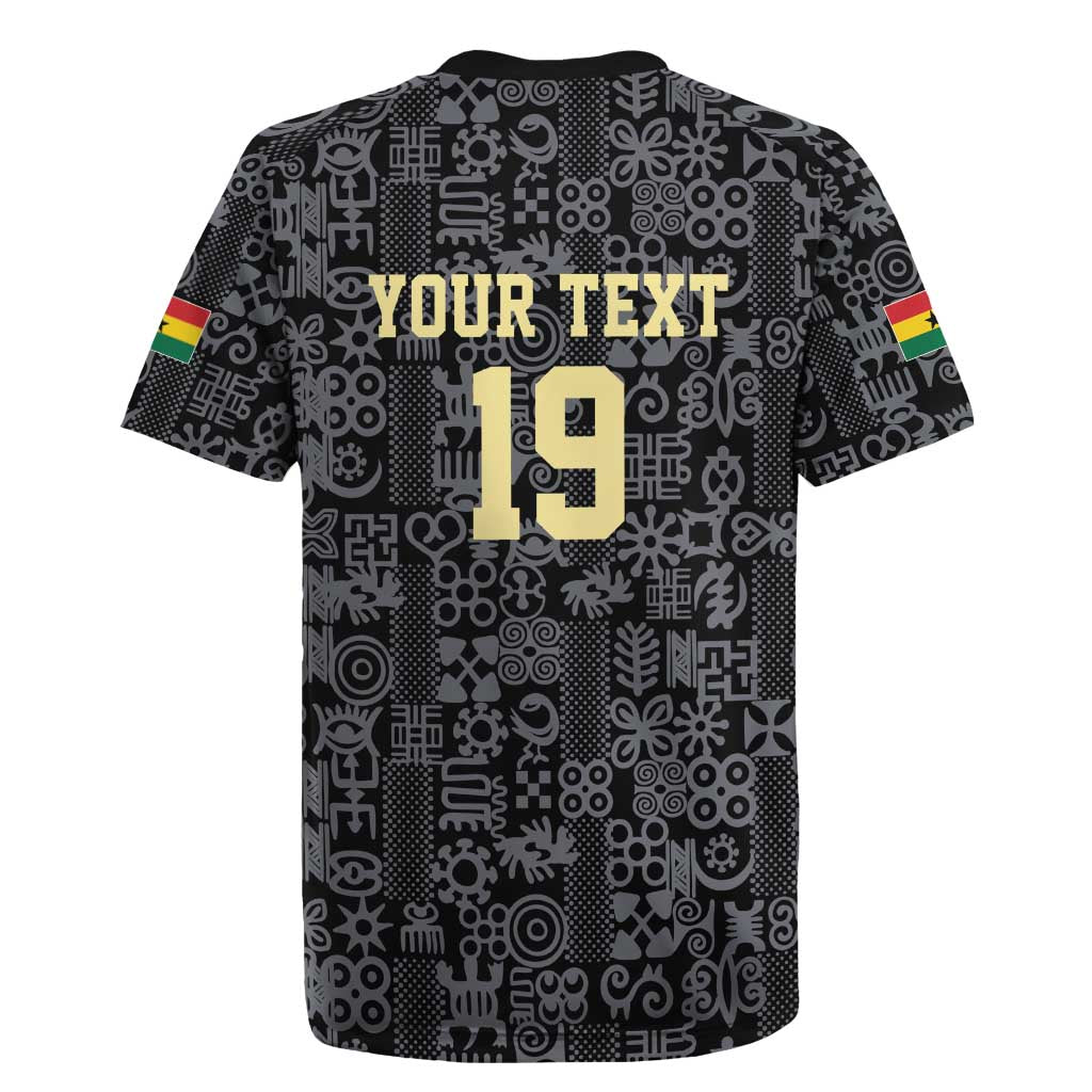 Custom World Football 2026 Ghana Rugby Jersey Black Stars Rise with Black Adinkra Pattern