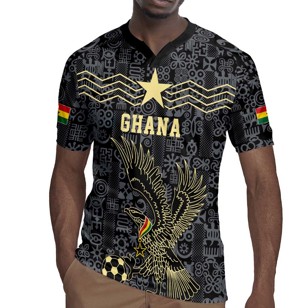 Custom World Football 2026 Ghana Rugby Jersey Black Stars Rise with Black Adinkra Pattern