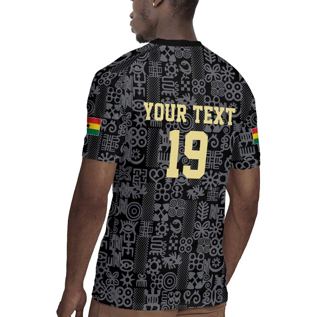 Custom World Football 2026 Ghana Rugby Jersey Black Stars Rise with Black Adinkra Pattern