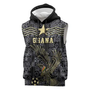 Custom World Football 2026 Ghana Sleeveless Hoodie Black Stars Rise with Black Adinkra Pattern