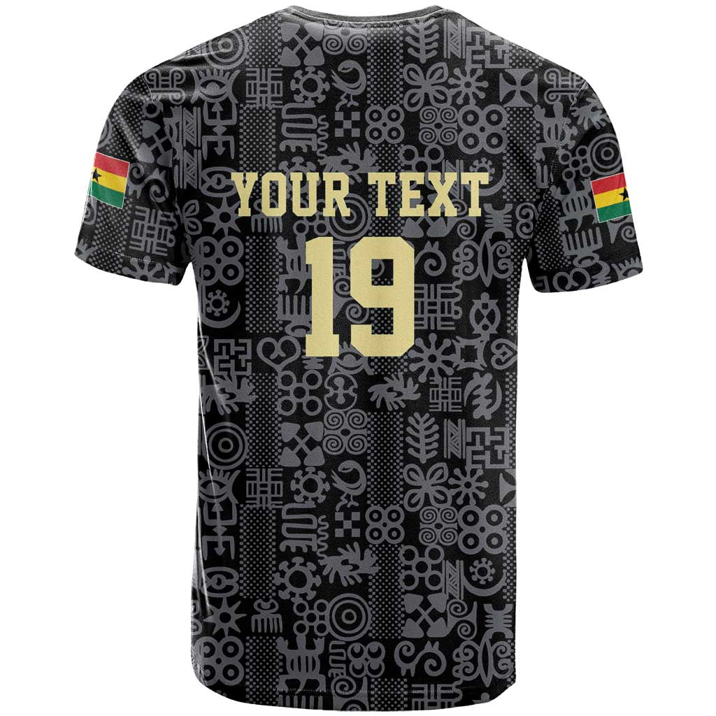 Custom World Football 2026 Ghana T shirt Black Stars Rise with Black Adinkra Pattern