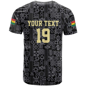 Custom World Football 2026 Ghana T shirt Black Stars Rise with Black Adinkra Pattern