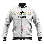 Custom World Football 2026 Ghana Baseball Jacket Black Stars Rise with White Adinkra Pattern