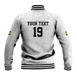 Custom World Football 2026 Ghana Baseball Jacket Black Stars Rise with White Adinkra Pattern