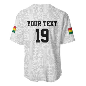 Custom World Football 2026 Ghana Baseball Jersey Black Stars Rise with White Adinkra Pattern