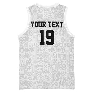 Custom World Football 2026 Ghana Basketball Jersey Black Stars Rise with White Adinkra Pattern