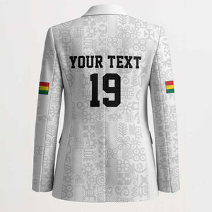 Custom World Football 2026 Ghana Blazer Black Stars Rise with White Adinkra Pattern