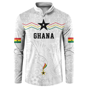 Custom World Football 2026 Ghana Button Sweatshirt Black Stars Rise with White Adinkra Pattern