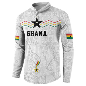 Custom World Football 2026 Ghana Button Sweatshirt Black Stars Rise with White Adinkra Pattern