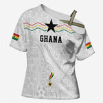 Custom World Football 2026 Ghana Cross Shoulder Shirt Black Stars Rise with White Adinkra Pattern