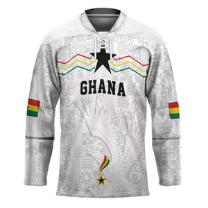 Custom World Football 2026 Ghana Hockey Jersey Black Stars Rise with White Adinkra Pattern