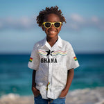 Custom World Football 2026 Ghana Kid Hawaiian Shirt Black Stars Rise with White Adinkra Pattern