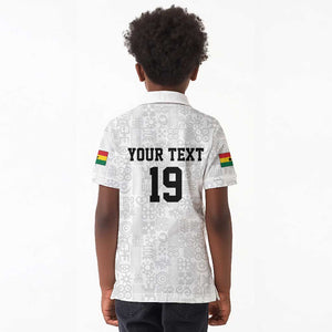 Custom World Football 2026 Ghana Kid Polo Shirt Black Stars Rise with White Adinkra Pattern