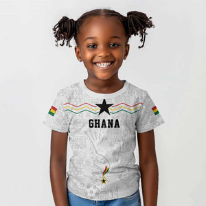 Custom World Football 2026 Ghana Kid T shirt Black Stars Rise with White Adinkra Pattern