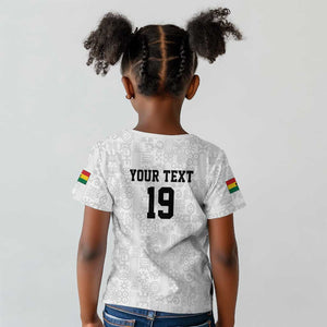 Custom World Football 2026 Ghana Kid T shirt Black Stars Rise with White Adinkra Pattern