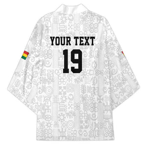 Custom World Football 2026 Ghana Kimono Black Stars Rise with White Adinkra Pattern