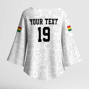 Custom World Football 2026 Ghana Kimono Sleeve Blouse Black Stars Rise with White Adinkra Pattern