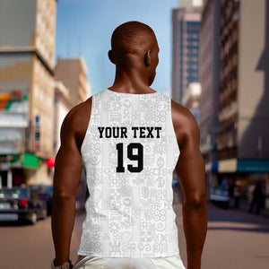 Custom World Football 2026 Ghana Men Tank Top Black Stars Rise with White Adinkra Pattern