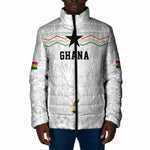 Custom World Football 2026 Ghana Padded Jacket Black Stars Rise with White Adinkra Pattern