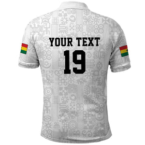 Custom World Football 2026 Ghana Polo Shirt Black Stars Rise with White Adinkra Pattern