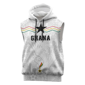 Custom World Football 2026 Ghana Sleeveless Hoodie Black Stars Rise with White Adinkra Pattern