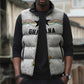 Custom World Football 2026 Ghana Sleeveless Puffer Jacket Black Stars Rise with White Adinkra Pattern