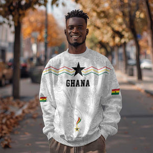 Custom World Football 2026 Ghana Sweatshirt Black Stars Rise with White Adinkra Pattern