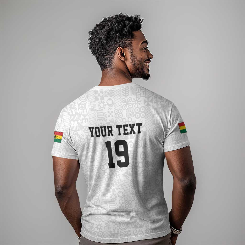 Custom World Football 2026 Ghana T shirt Black Stars Rise with White Adinkra Pattern