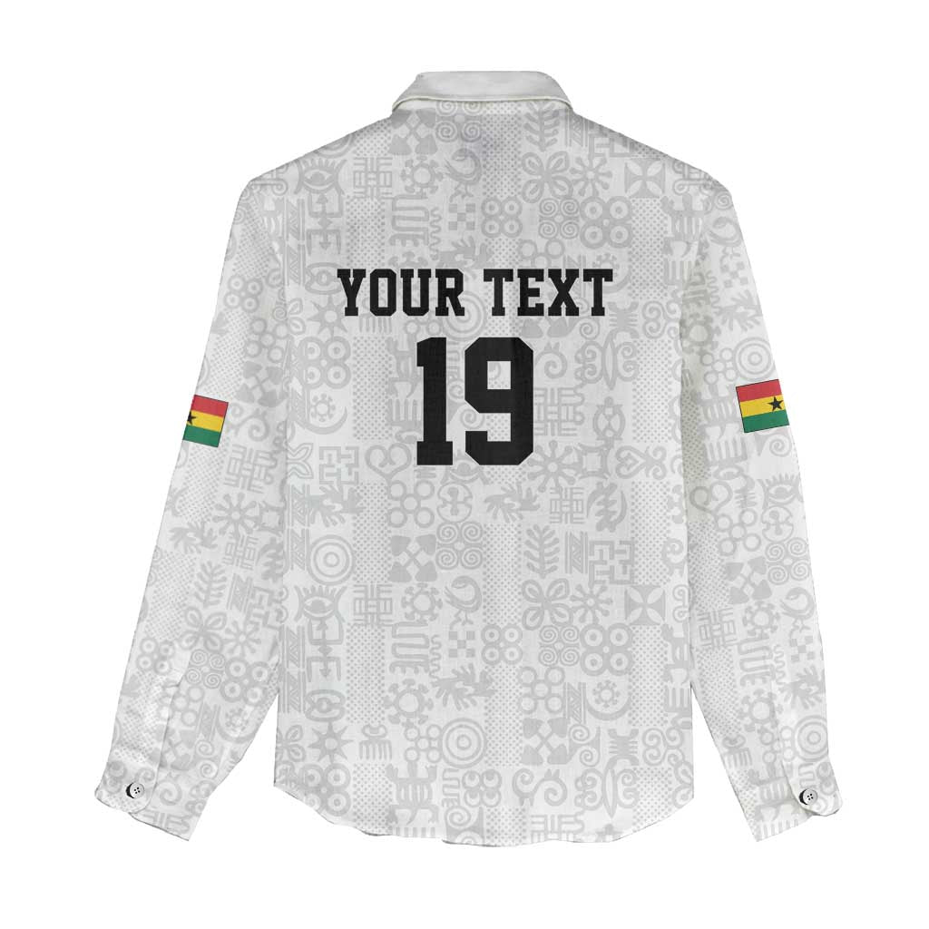 Custom World Football 2026 Ghana Women Casual Shirt Black Stars Rise with White Adinkra Pattern