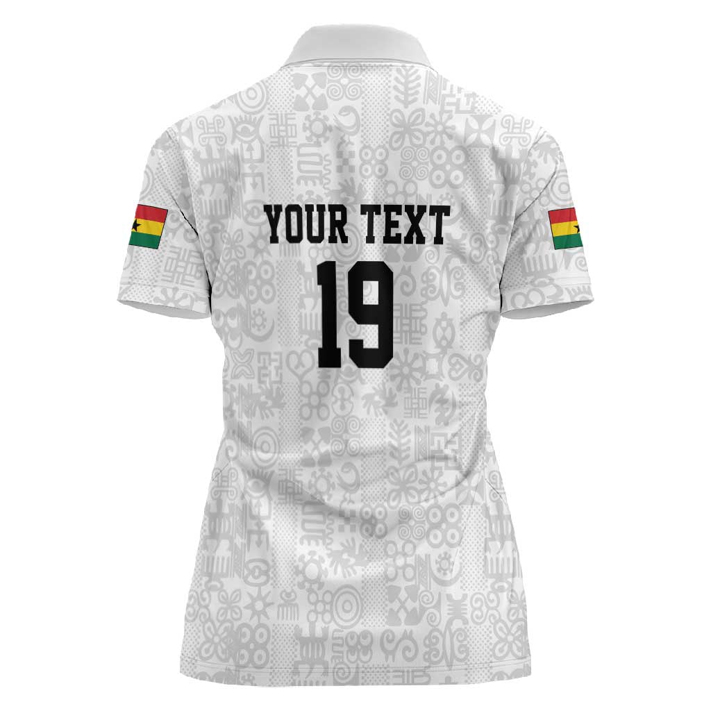 Custom World Football 2026 Ghana Women Polo Shirt Black Stars Rise with White Adinkra Pattern