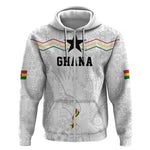 Custom World Football 2026 Ghana Zip Hoodie Black Stars Rise with White Adinkra Pattern