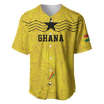 Custom World Football 2026 Ghana Baseball Jersey Black Stars Rise with Yellow Adinkra Pattern